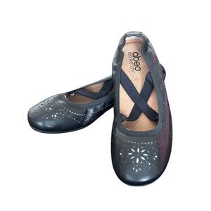 Abeo NARROW Tamra Black Leather Ballet Flats Size 10 N